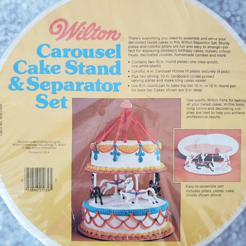 1982 Wilton Carousel Horse Cake Stand & Separator Set For 8, 10, 12 Inch Cakes